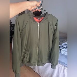 Charlotte Russe Olive and Orange Bomber Jacket